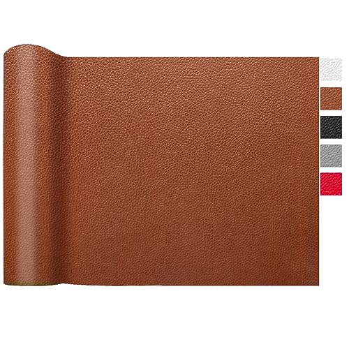 LOMUG Simili Cuir à Grain Imitation Cuir Tissu Texturé Vinyle Tissu en Cuir Matière Vendu au Mètre Imperméable pour Revêtement et Décoration, Couture,...