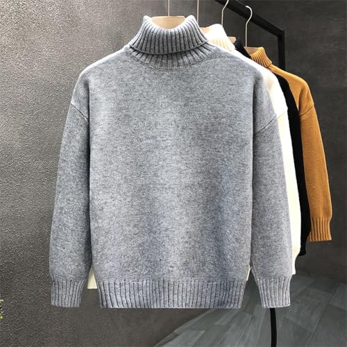 Men's Soft Sweater Winter Warm Turtleneck Pullover Solid Color Knit Casual Top4