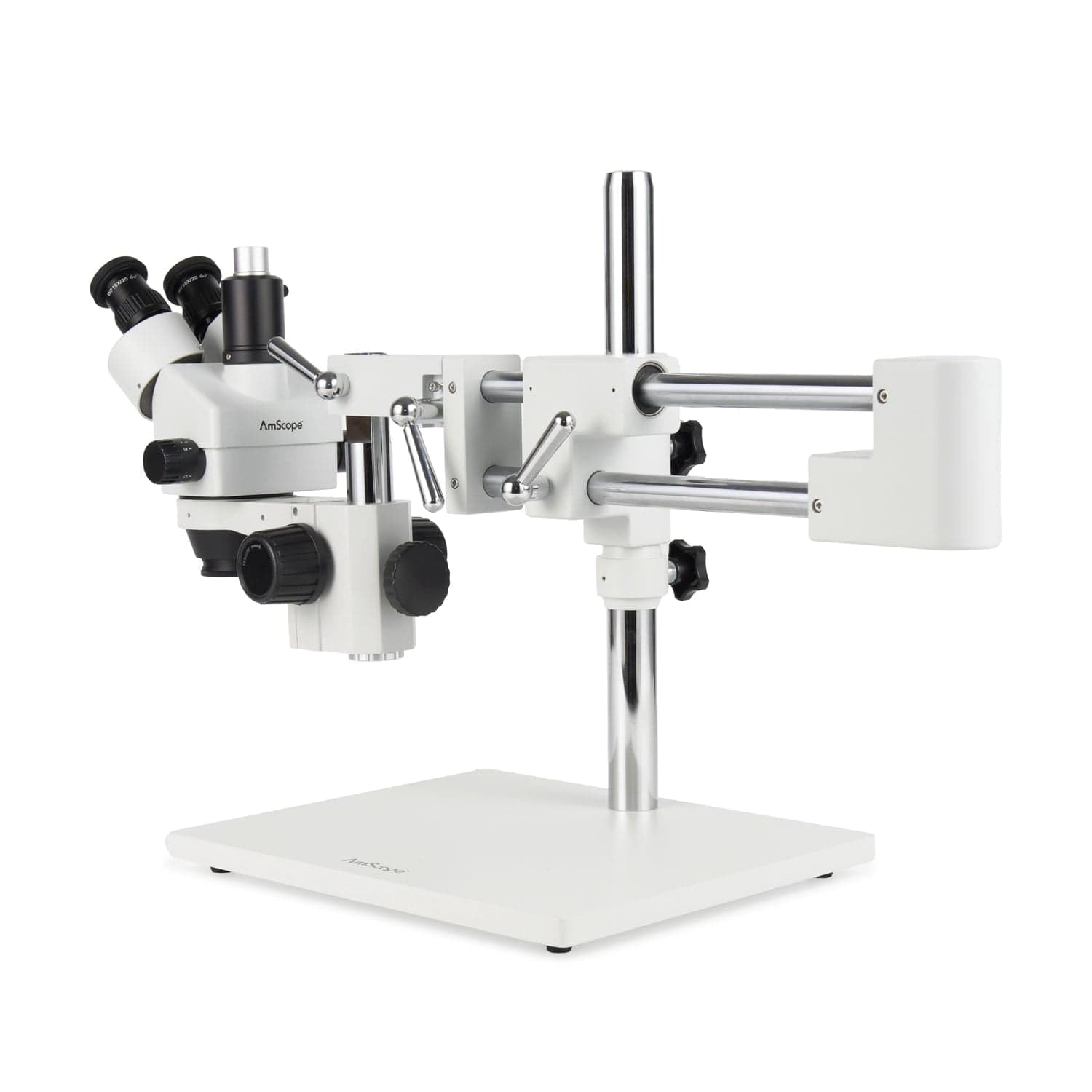 Image secondaire de AmScope - 3.5X-90X Trinocular Stereo Microscope, 0.5X and 2X Barlow Lenses, Boom Arm Stand + 144 LED 4 Zone Ring Light - SM-4TZ-