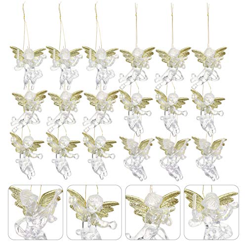 Bestoyard 24Pcs Christmas Angel Ornaments Set Mini Size Angel Ornaments Clear Plastic Hanging Angels For Christmas Tree Decorations 6Cm Asoorted Color #TOP7