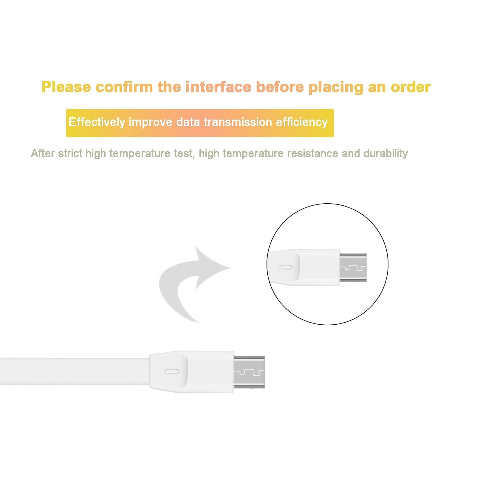 Adhiper Câble Micro USB Rapide, Câble De Charge Plat, Câble De Rechange Compatible Avec Les Enceintes UE Boom 22AWG Android, JBL Flip 2, Flip 3, Flip 4 (25 Cm/orange