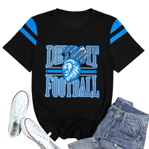 Football Shirt Women Game Day Shirts Football Team Fans Tee Sports Jersey Tops Black