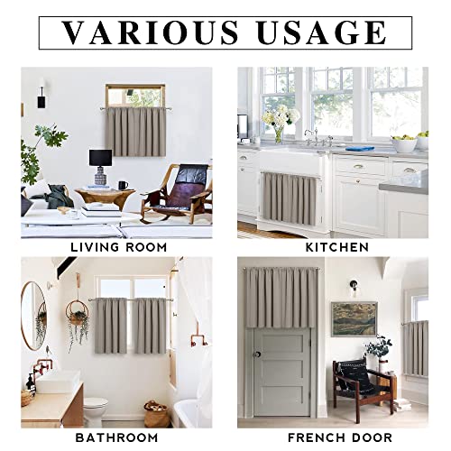 RYB HOME Blackout Curtains for Kitchen, Over Sink Privacy Curtains Window Decor, Thermal Insulating Drapes for Bathroom Cafe Bedroom Small Window, W 42 x L 24 inch, Sand, 2 Panels