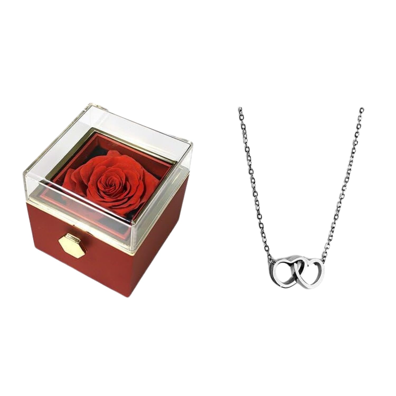 FABUNORA Eternal Rose Box With Pure Silver Necklace And Message Card Gift Set | Most Unique Gift For Soulmate/Sister | Certificate of Authenticity and 925 Stamp (Classic Red, White Gold Finish) (B0D95W8JWM) Amazon Price History, Amazon Price Tracker