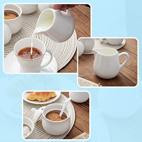 image for OMAYKEY 8 OZ Porcelain Sugar and Creamer Set Serving for Coffee Tea, W