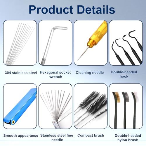 Image of 11 Pack Carb Cleaning Kit, Torch Tip Dirt Removal Set for Jets Nozzles Orifices, Throttle Body Tools for Chainsaw Motorcycle ATV Carb Welding Stove Shower Head Maintenance