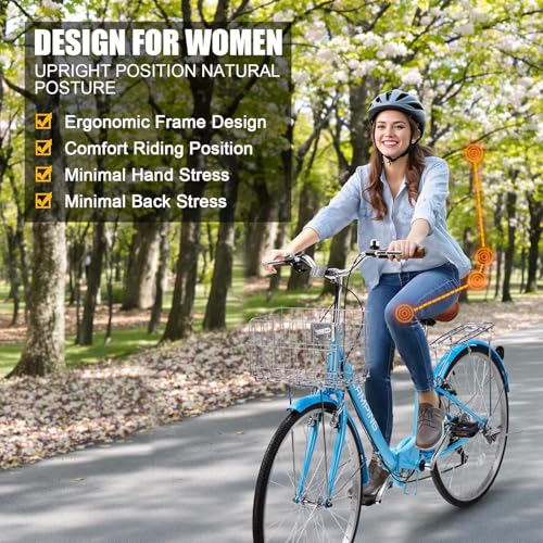 Ktaxon Foldable Beach Cruiser Bike, 26″ Folding Women’s Bike