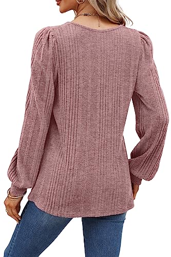 Image of WIHOLL Tunic Tops for Women Loose Fit Long Sleeve Shirts Square Neck Tops