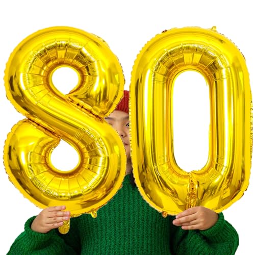 Image of Gold Number Balloons Birthday Balloons - Giant Gold Number 80 Balloon 40 inch, Numbers Balloon 10th Birthday Decorations, Gold Party Supplies for Women Men