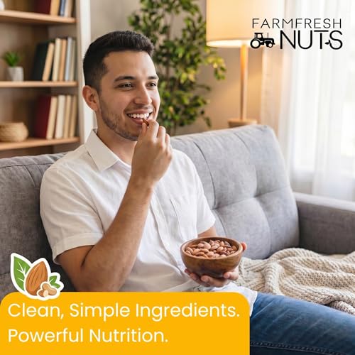 Image of Farm Fresh Nuts Roasted Salted Almonds (4LB) - Dry Roasted, Sea Salt | Kosher, Vegan, Keto Friendly, Whole California Almonds, Nonpareil Supreme, Dry Roasted Small Batch, Sea Salt, Bulk Value
