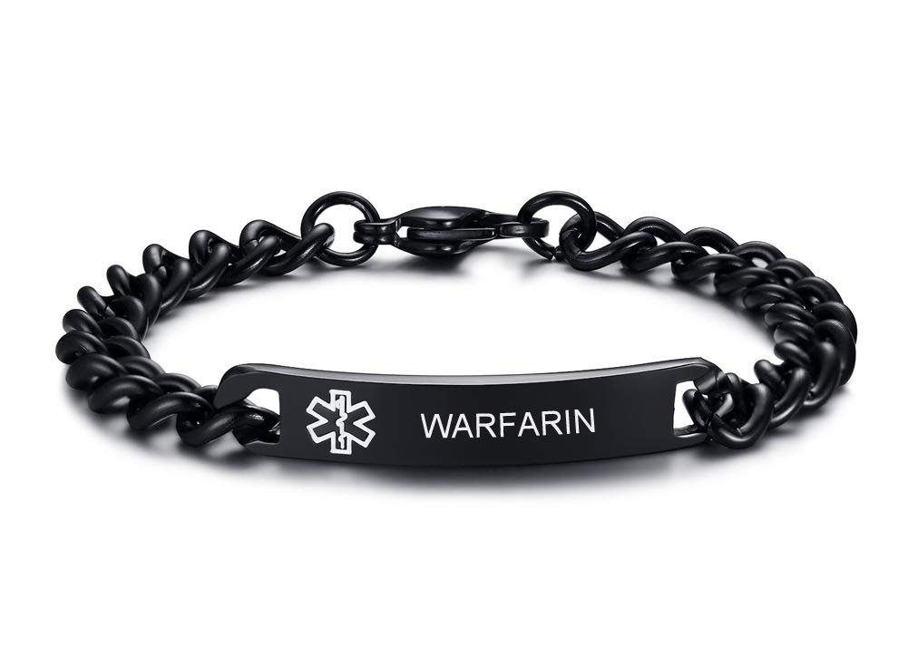 VNOXFree Engraving-Mens Womens 8MM Stainless Steel ID Tag Medical Alert Emergency Bracelet,8 inches