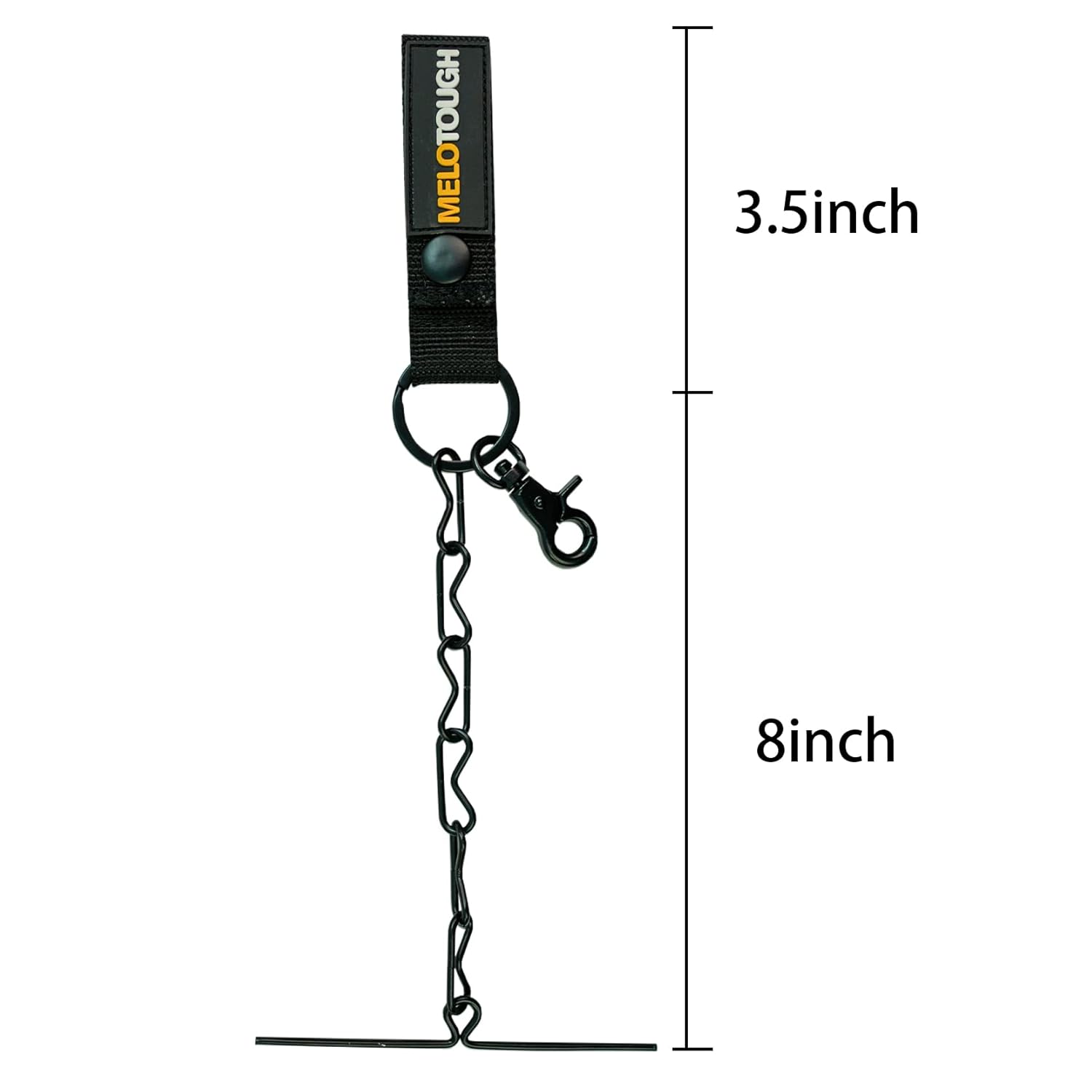 MELOTOUGH Tape Thong for Tool Belt Waist Electricians Tape Holder Chain with Keyring and trigger snap hook Balck color 2 pack