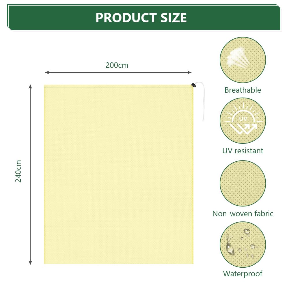 OFFCUP Osłona zimowa dla roślin 200 x 240 cm, osłona przeciw mrozowi, osłony roślin 60g/m² z zamkiem błyskawicznym i taśmą ściągającą, osłona zimowa dla drzew, palm, roślin balkonowych