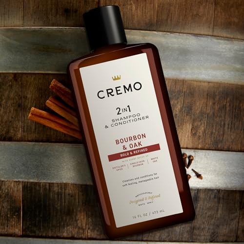 Cremo Bourbon & Oak Barber Grau 2 em 1 Shampoo e Condicionador, 400 ml (pacote com 2) – Uma mistura