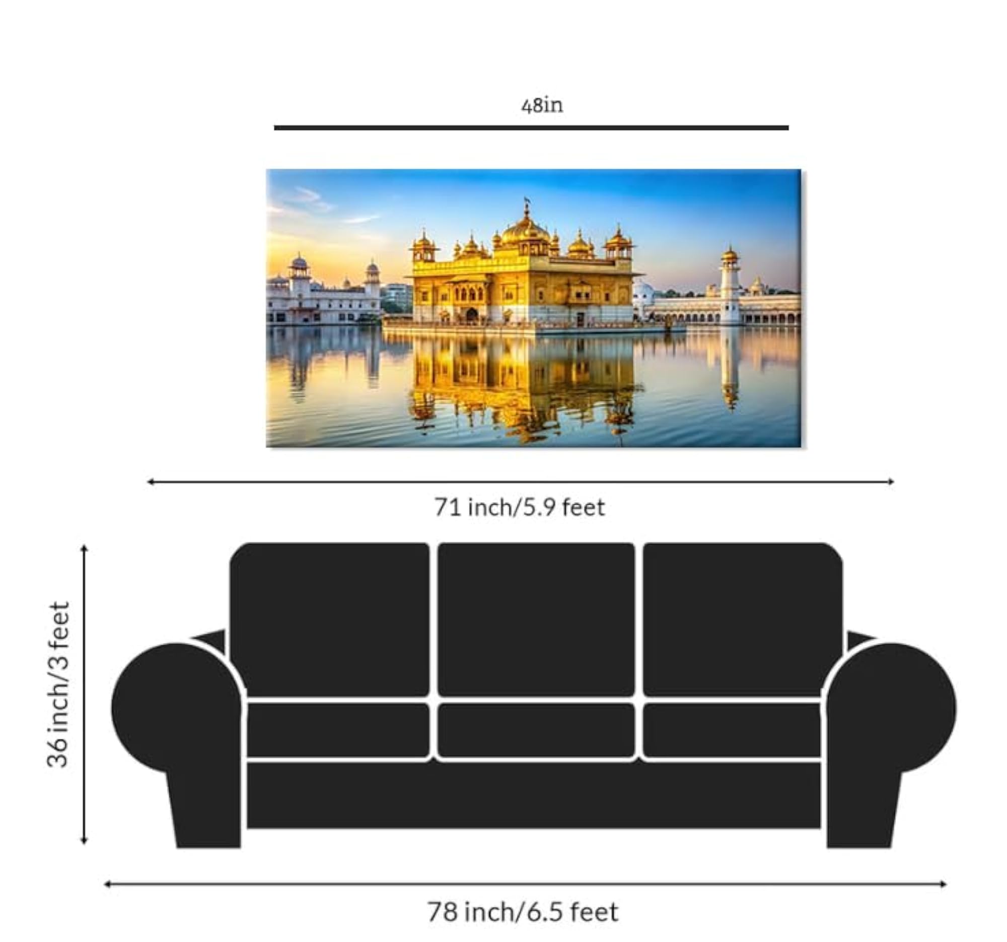 Golden Temple Day View Canvas Wall Art
