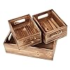 Wooden Crate Stackable Decorative Wood Crates set of 3 for Storage Display Rustic Nesting Box Basket Home Decoration Boxes Container Bin with Handles Farmhouse Decor with Natural Wood Aroma LMS