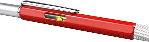 Miniatura 5 de DUNBONG Bolígrafo de metal multiherramienta 6 en 1, con destornillador, bolígrafo de tinta negra, lápiz capacitivo, nivel y regla, 1 unidad (rojo)