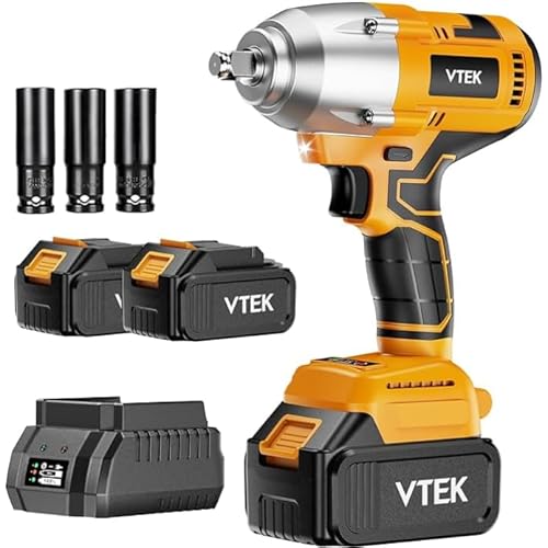 VTEK Brushless Impact Wrench 1/2 Inch Cordless Impact Wrench,Max Torque 700N.m Impact Gun 515 ft-lbs for Car Tiers