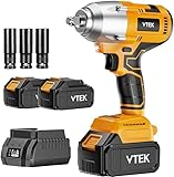 VTEK Brushless Impact Wrench 1/2 Inch Cordless Impact Wrench,Max Torque 700N.m Impact Gun 515 ft-lbs for Car Tiers