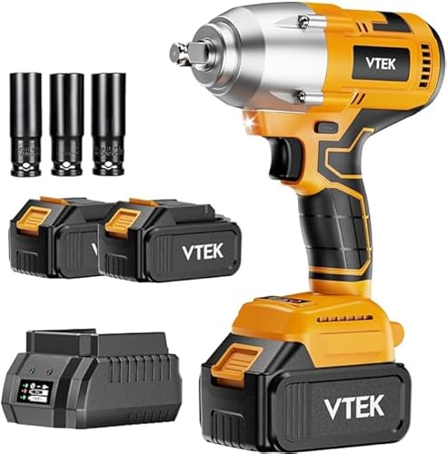 VTEK Brushless Impact Wrench 1/2 Inch Cordless Impact Wrench,Max Torque 700N.m Impact Gun 515 ft-lbs for Car Tiers