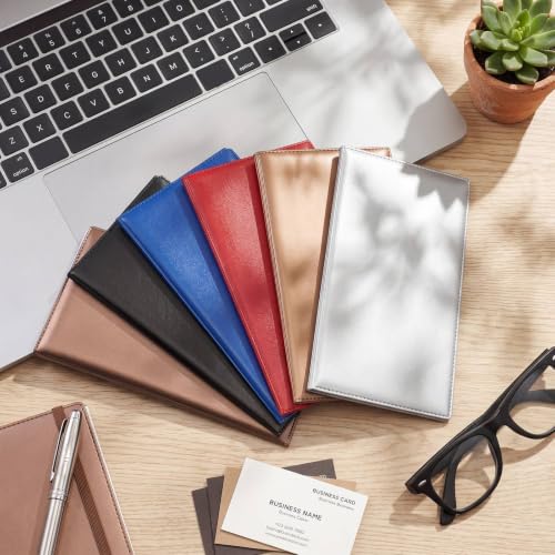 Image of Geyoga 6 Pcs Vinyl Checkbook Cover Personal Top Tear Checkbook Cover Holder Vinyl Check Holder for Men Women(Light Color)