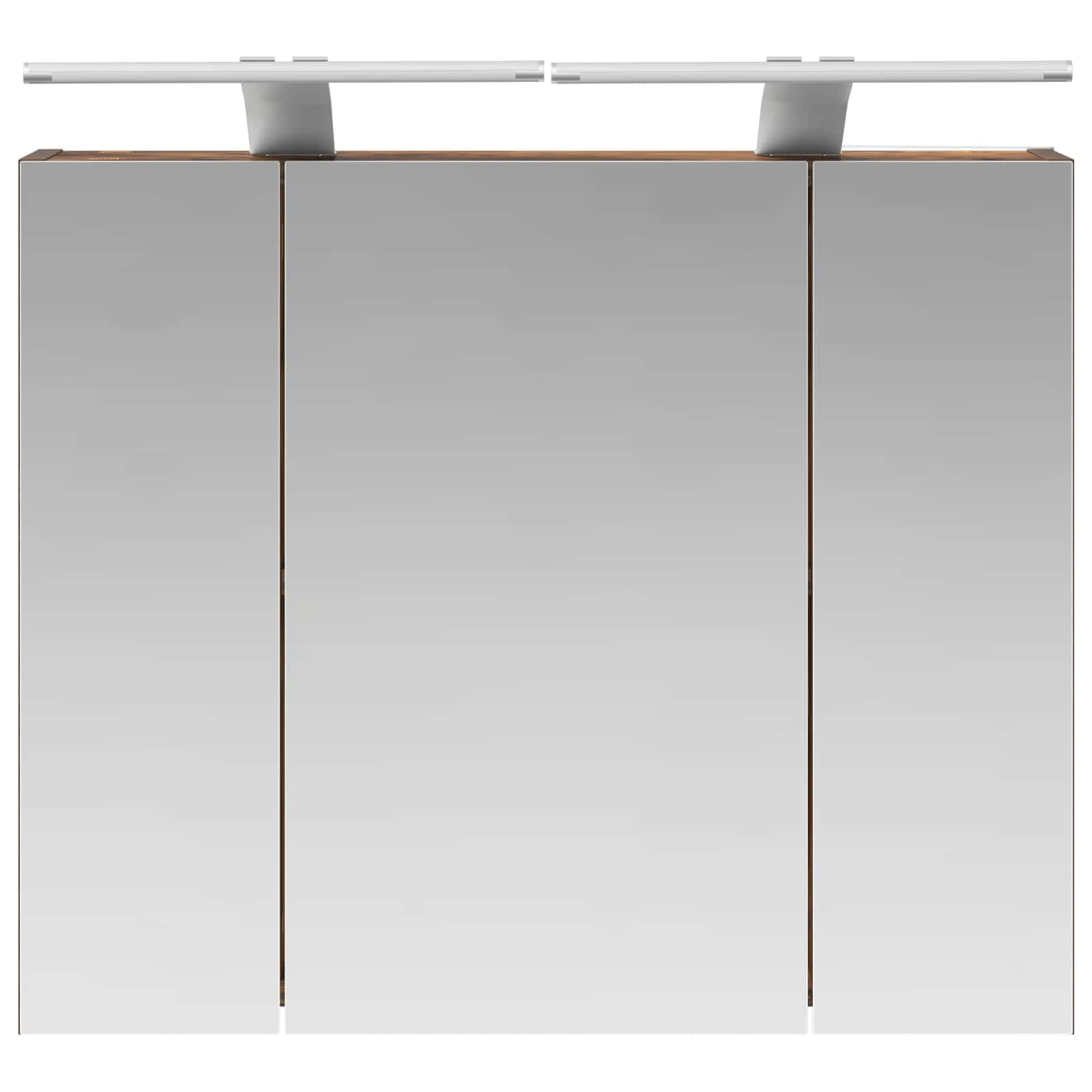 Szafka łazienkowa z lustrem, dąb wędzony, 60 x 14,5 x 50 cm z paskami LED, dwustronnym lustrem, montaż na ścianie i schowek do łazienki, umywalki, WC, przechowywania
