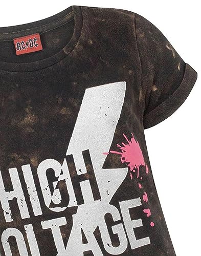 AC/DC T-Shirt Kids Girls High Voltage Album Band Acid Wash Tee4