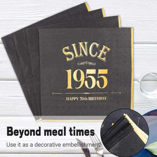 50. Geburtstag Servietten Schwarz Gold - 20 Stücke Since 1975 Tischdeko 33cm x 33cm Papierservietten für Mann Frau Mädchen Junge 50 Jahre Geburtstag Feier Deko