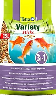 Tetra Pond Variety, Mix of Three Different Fish Food Sticks for All Pond Fish, 15 Litre