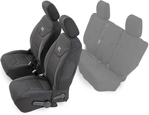 Rough Country Fundas de asiento delanteras de neopreno para Jeep Wrangler JK 4 puertas (2013-2018) - Impermeables y resistentes a los rayos UV, con