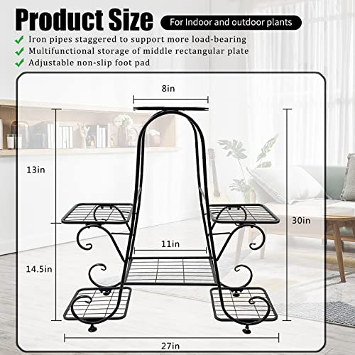 Zhazhadi Metal Plant Stand Indoor Outdoor Multiple 6 Tier Tall Corner Flower Pot Holder Stands Shelf Rack Wrought Iron Tiered Planter Shelves For Patio, Living Room, Garden, Balcony, Black #TOP4
