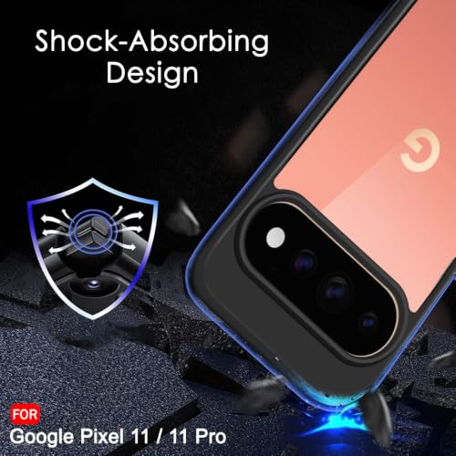 Image of TheGiftKart Ultra-Hybrid Shockproof Back Cover Case for Google Pixel 11 / Pixel 11 Pro | Camera Protection Bump | Hard Cover Case for Pixel 11 /11 Pro (PC & TPU, Transparent Clear Back, Black Sides)