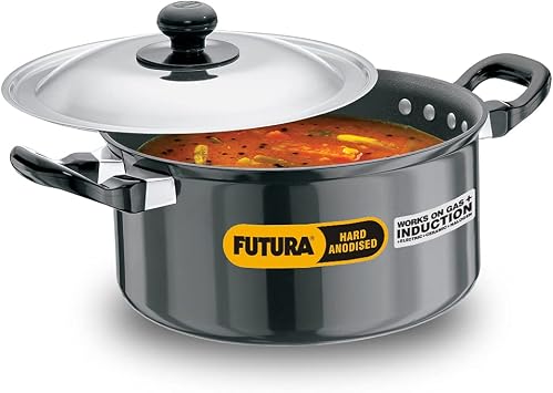 Futura Induction Future Nonstick Induction Base Stewpot with Steel Lid, 3 L, Small, Black