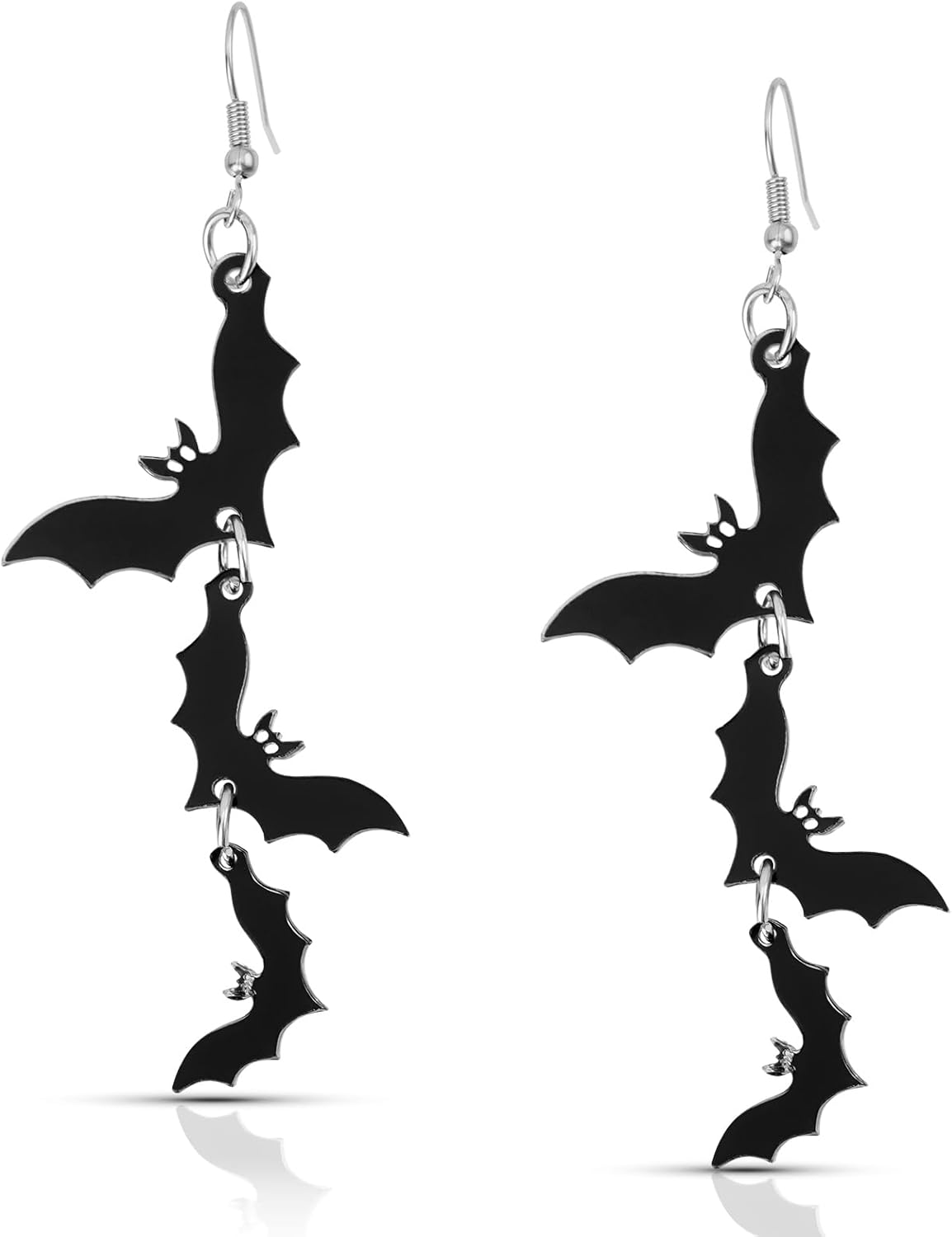 Halloween Earrings Set - 6 Styles Spooky Dangle Earrings for Women (Bat, Spider, Skull, Ghost, Pumpkin & Flame Designs) - Asymmetric Acrylic Gothic Costume Jewelry with Gift Box - Fun Trick or Treat Party Accessories