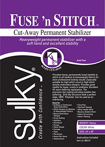 Sulky 102744 Fuse 'n Stitch Cut-Away Permanent Stabilizer, 24