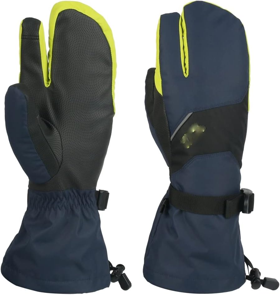 HBJWOV 3 Fingers Ski Gloves Men Women Winter Fleece Touch Screen Warm Skiing Snowboarding Gloves