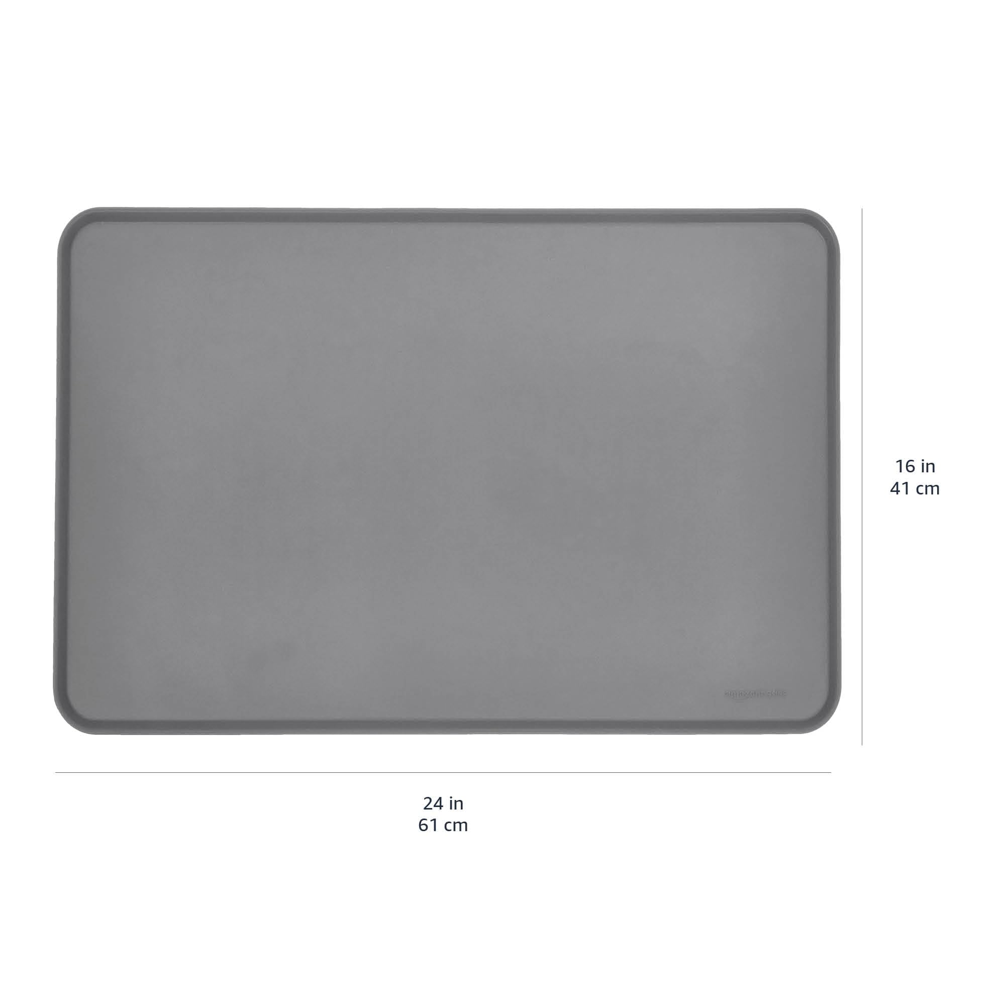 Amazon Basics - Wodoodporna podkładka pod miskę z silikonu, podkładka pod karmę dla zwierząt domowych, 60 x 41 cm, szara, łóżko pojedyncze