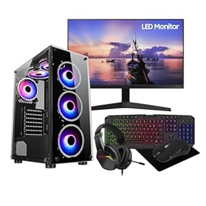 ASC Intel Core i7 Gaming PC • GTX1650 4GB Graphics Card • 16GB RAM • 256GB SSD+1TB HDD • 500W 80+ PSU • Mirage Black 6 Fan RGB Gaming Case • WIFI • Windows 11 • 22” Monitor Bundle