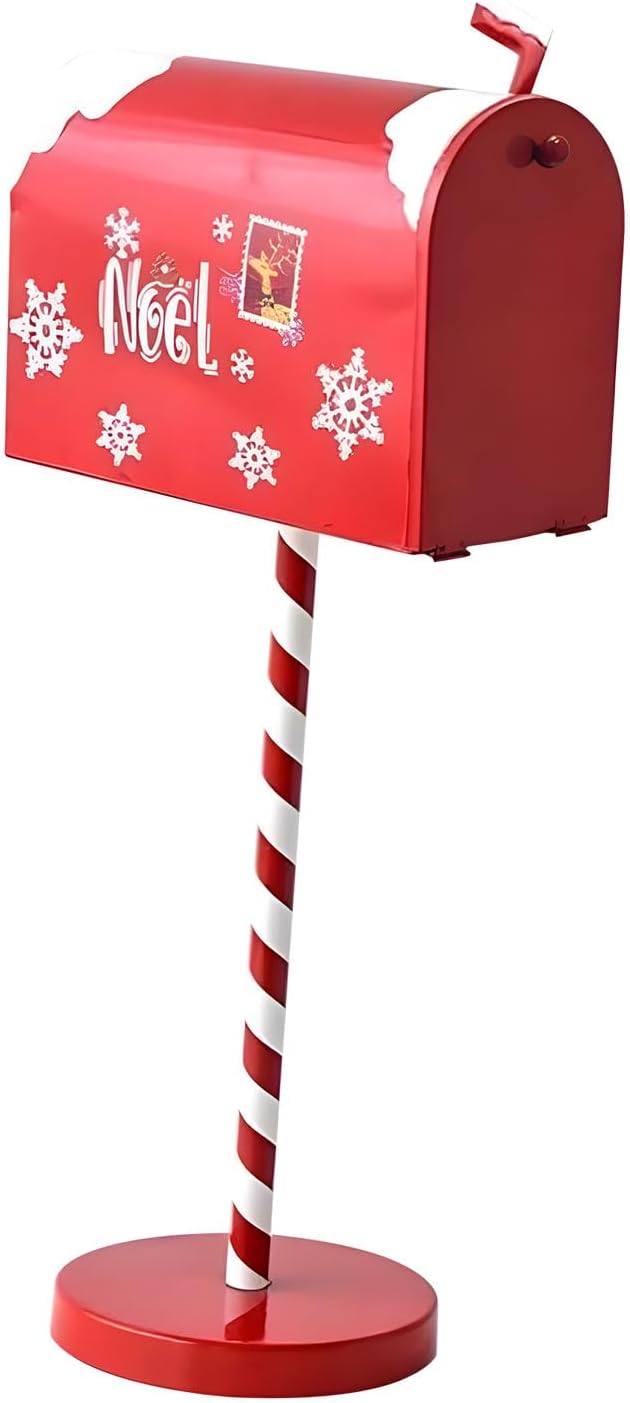 Festival Red Mail Post Box for Christmas Decorations Santa Letter Storage Metal Wooden Mailbox Ornament Holiday Indoor Outdoor Decoration