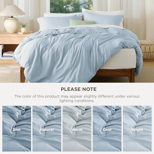Image of Bedsure Duvet Cover King Size - Soft Double Brushed Bedding Set for Kids & Adults, Zipper Closure, 3 Pieces, Includes 1 Duvet Cover (104 inchx90 inch) & 2 Pillow Shams, NO Comforter, Light Blue