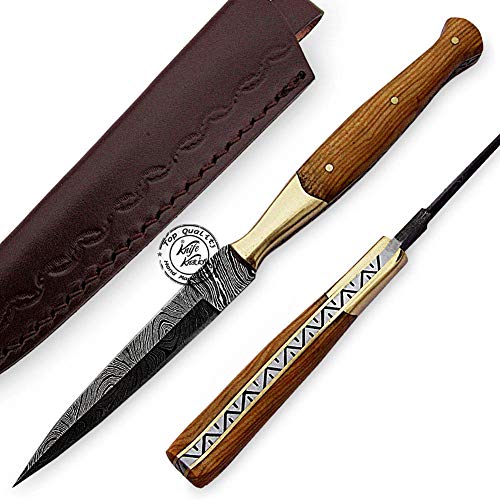 Olive Wood Damascus Hunting Dagger