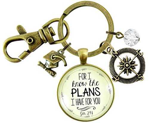 Gutsy Goodness Graduation Keychain For I Know the Plans Jeremiah 29 11 Womens Charm