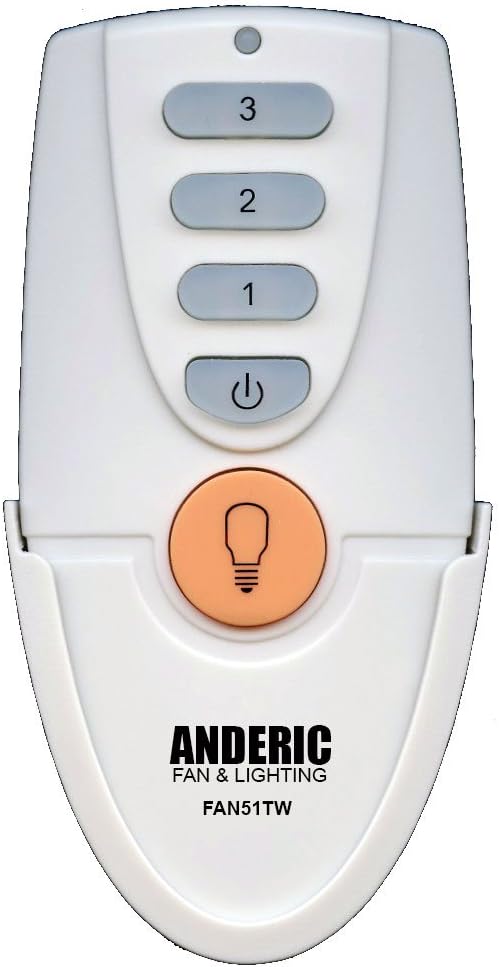 Anderic Replacement for FAN51T Remote with Wall Mount for Hampton Bay Ceiling Fans - (Model: FAN-51T, FCC ID: L3HFAN51T) - Size: Handheld, Preprogrammed, WhiteFAN51TW
