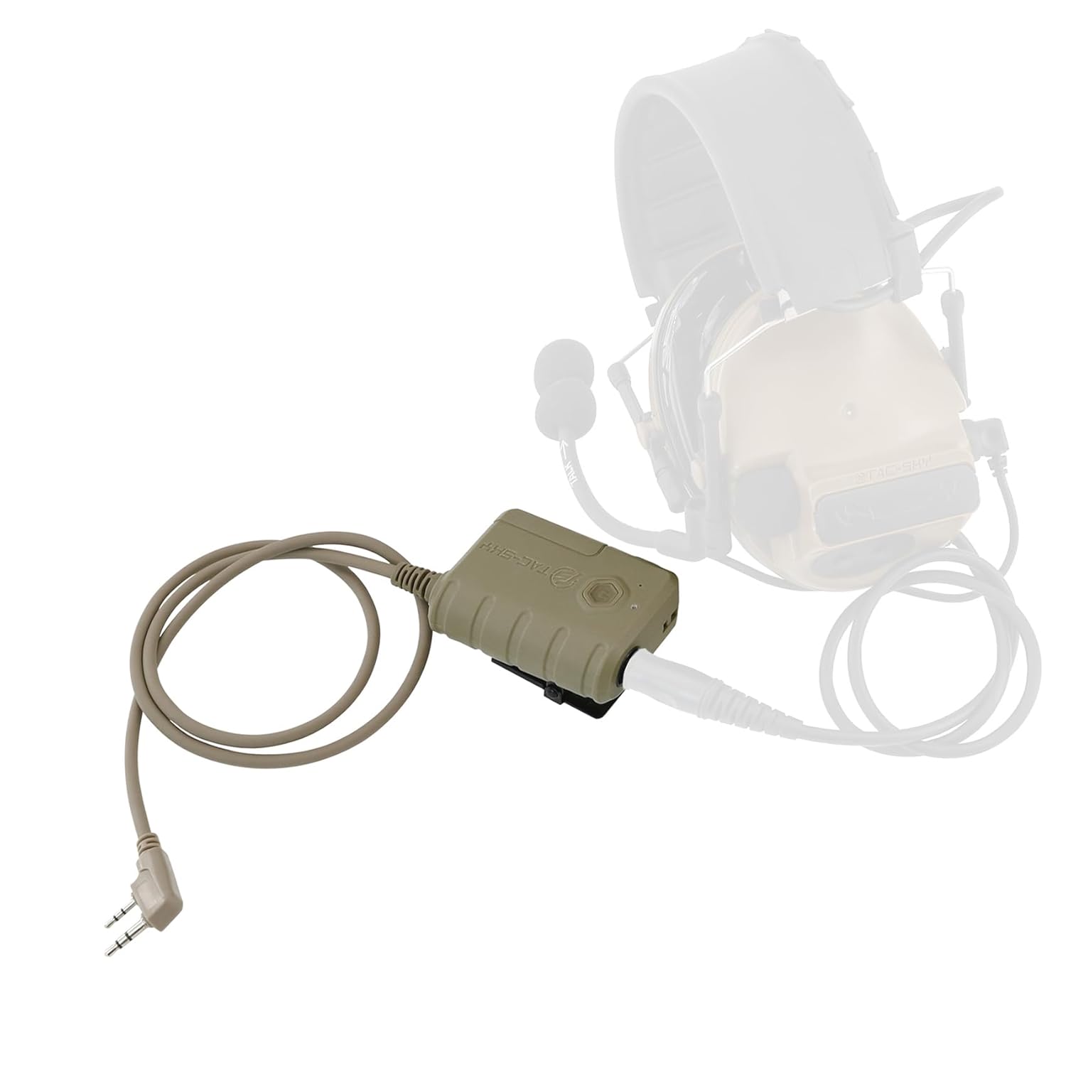 Tactical Headset Extension Cable PTT Adapter 7.0mm Plug with Bluetooth for COMTAC, AMP,Sordin etc. Series headsets,for Kenwood, Baofeng Walkie Talkies (Tan)