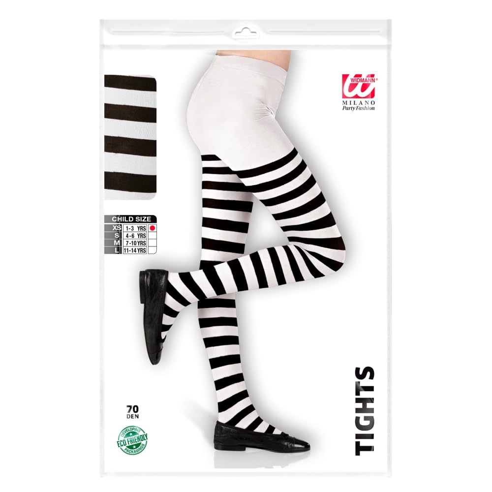 CARTOON calze collant rigate bianco/nero 70 den accessori travestimento halloween cosplay - 0122
