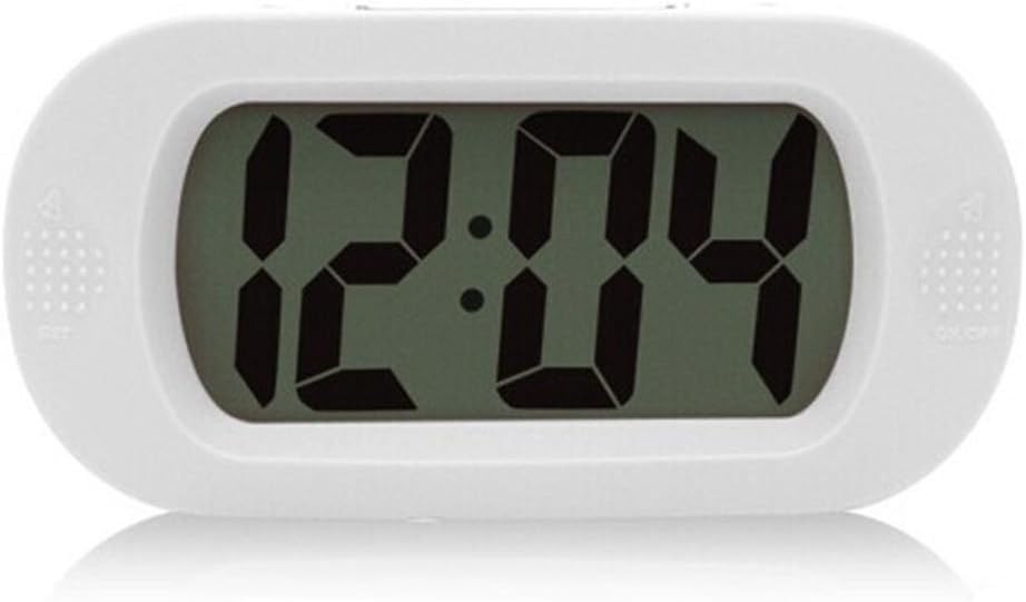LCD Digital Large Screen Alarm Clock Multi-function with Silicone Protective Cover, Great for Elderly People, Table or Wall Clock , Desk Bedside, Offices Conference Rooms, and School Classrooms (White)