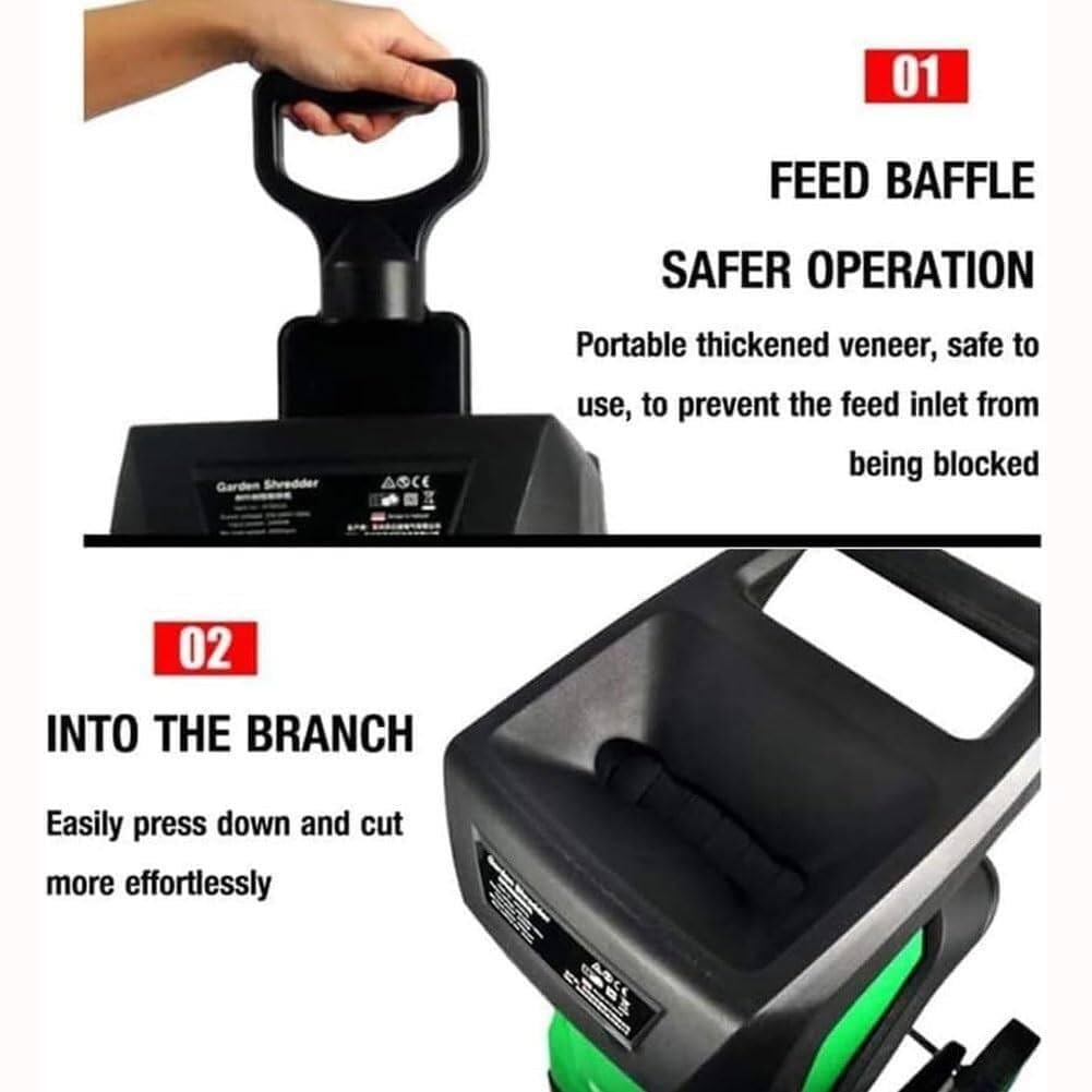 Trituradora eléctrica de jardín y trituradora de madera con bolsa de recogida de 50 L, potente trituradora de hojas, capacidad de corte de 40 mm, protección contra sobrecarga para césped y jardín