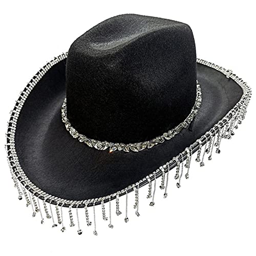 Chapeau de cowgirl strass brillants avec finitions scintillantes