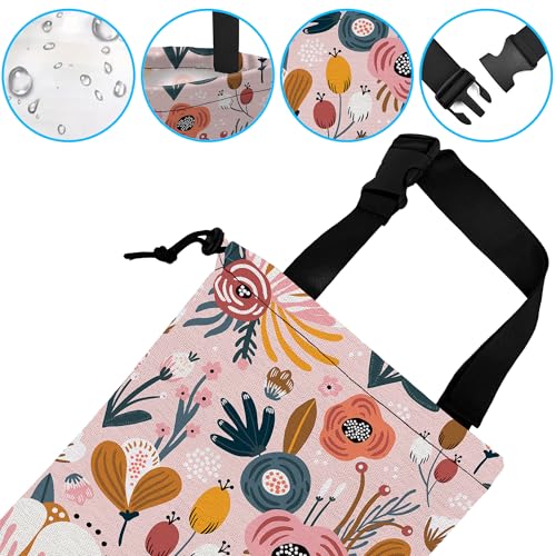 Image of Car Trash Bag Creative Floral Car Garbage Bag Hanging Car Trash Can for Back Seat with Drawstring, Waterproof Garbage Bags for Car Accessories Vehicle Travelling Camping Outdoor