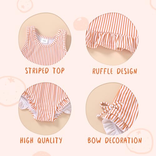 Image of HAPPYMA Baby Swimsuit Toddler Girl Bathing Suit Summer Stripe Bikini Set Beach Two Piece Swim Wear